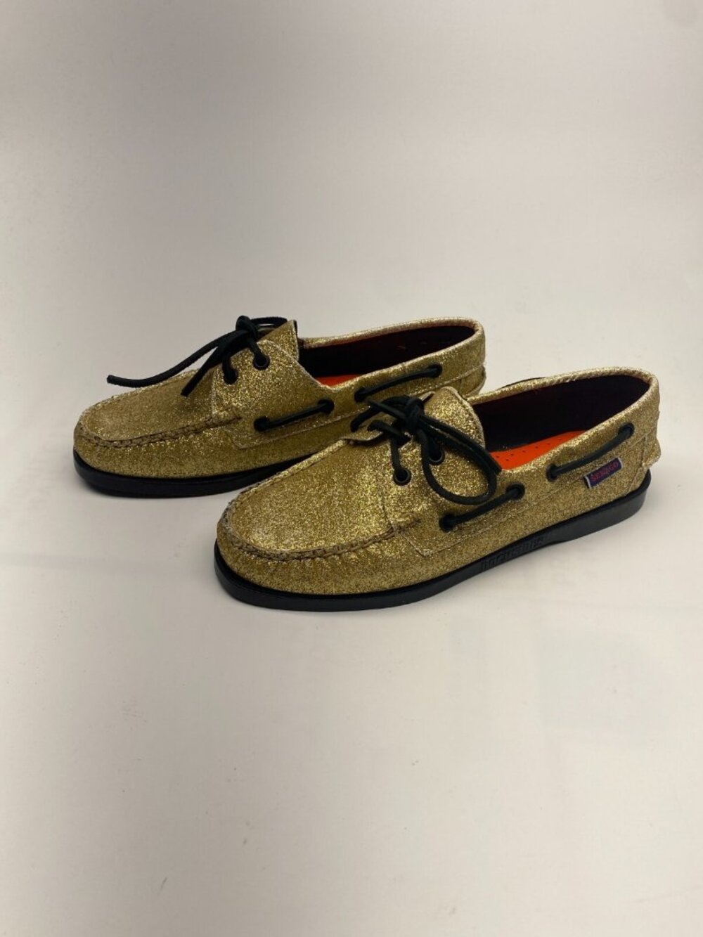Sebago Mens Portland Glitter Yellow Gold & Black Loafer Sz 7.5